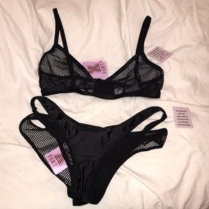 Black fishnet SavageXFenty two piece. Size lg. New